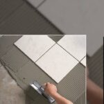 Installing tiles with adhesive – laying tiles for a smooth and durable finish.