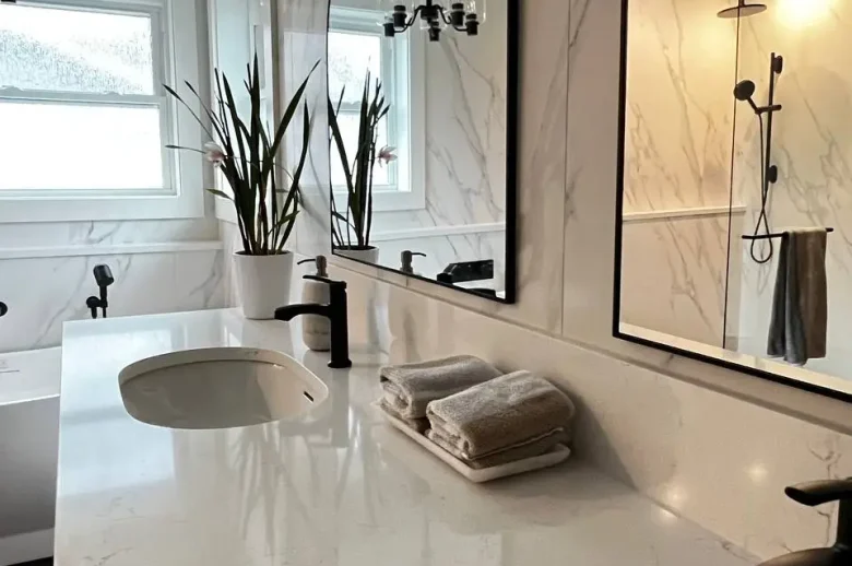 Modern sinks installed in a bathroom remodel, enhancing style and functionality